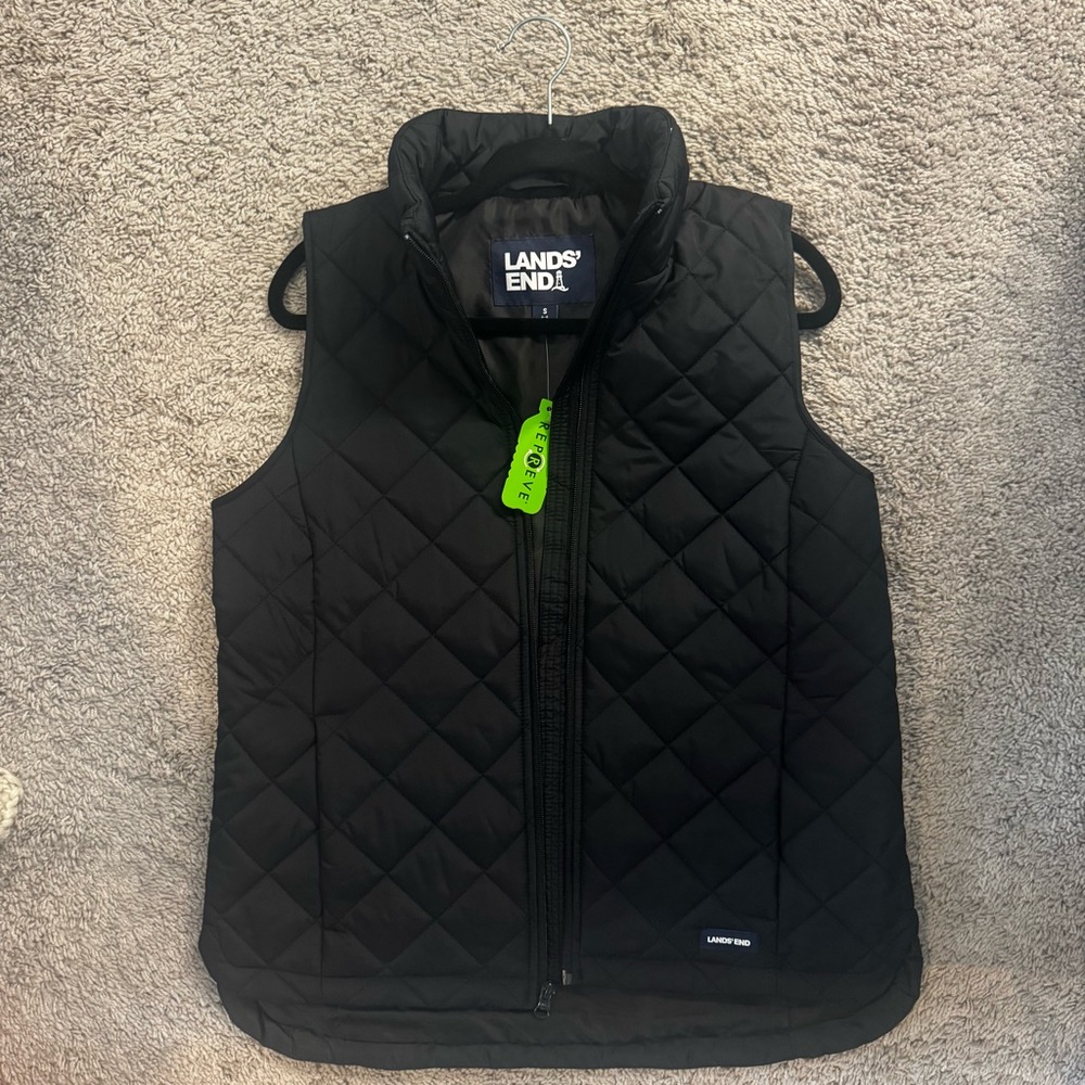 Lands' End Classic Black Quilted Vest